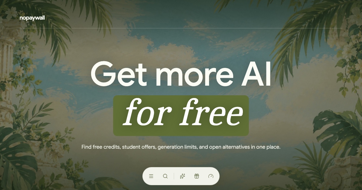 Free AI offers, alternatives & limits — nopaywall.io preview